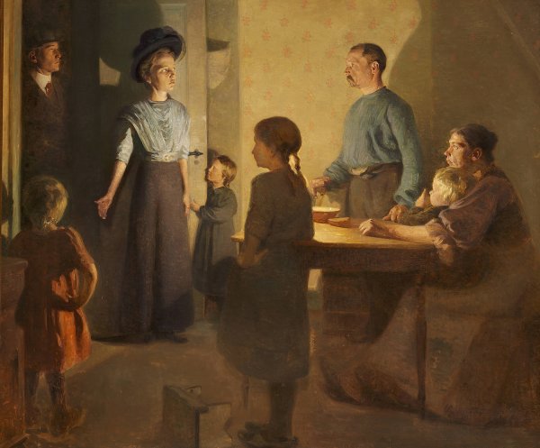 Main Product Photo of Vennen praesenteres  Painting by Carl Vilhelm Meyer