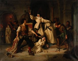 Szene aus dem Bauernkrieg by Carl Von Haberlin Oil Painting