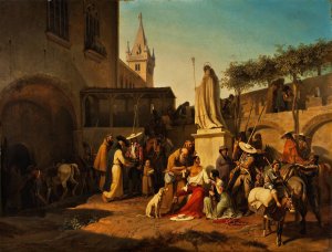 Scene From The Defence Of A Spanish Town During A Guerrilla War by Carl Von Heideck Oil Painting