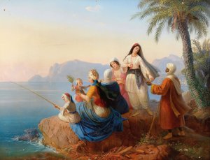 A Summer Excursion to the Sea by Carl Von Hess Oil Painting