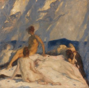 Meeresnymphen in der Brandung by Carl Von Marr Oil Painting