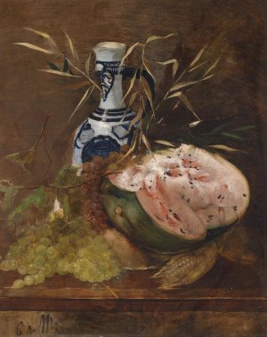 Fruchtestillleben Mit Melone by Carl Von Merode Oil Painting