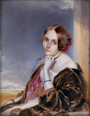 Bildnis einer sitzenden Dame ein Loignon haltend by Carl Von Saar Oil Painting
