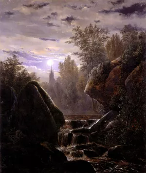 A Moonlit Night by Carl Wagner - Oil Painting Reproduction