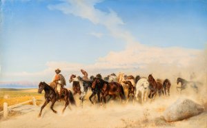 Horses at the Campagna by Carl Wahlbom Oil Painting