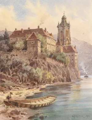 Durnstein Oil painting by Carl Wenzel Zajicek
