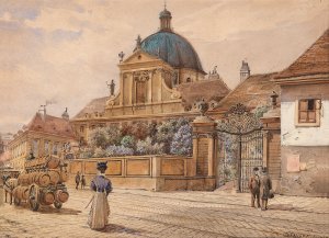 Salesianerinnenkirche am Rennweg by Carl Wenzel Zajicek Oil Painting