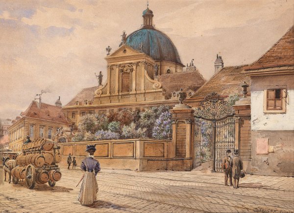 Main Product Photo of Salesianerinnenkirche am Rennweg  Painting by Carl Wenzel Zajicek