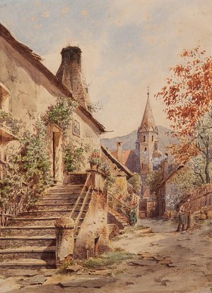 Sommertag in Schwallenbach in der Wachau by Carl Wenzel Zajicek Oil Painting