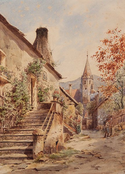 Main Product Photo of Sommertag in Schwallenbach in der Wachau Painting by Carl Wenzel Zajicek