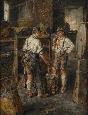Beim Schmied by Carl Wilhelm Anton Seiler Oil Painting