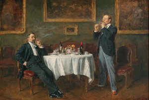 Cigars After Dinner by Carl Wilhelm Anton Seiler Oil Painting
