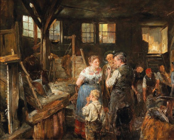 In the Smithy  by Carl Wilhelm Anton Seiler - Hand-Painted Oil Painting Reproduction