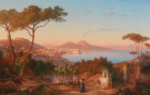 Blick in die Bucht von Neapel by Carl Wilhelm Gotzloff Oil Painting