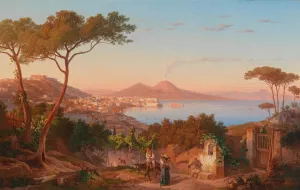 Blick in die Bucht von Neapel by Carl Wilhelm Gotzloff Oil Painting