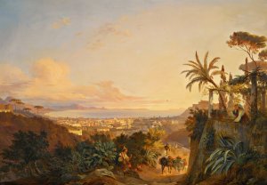 The gulf of naples, viewed from the Capo di Monte by Carl Wilhelm Gotzloff Oil Painting
