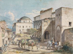 Gadeparti i Athen. Med Hadji Hazekis'palads og Tzistarakis Moskeen by Carl Wilhelm Heideck Oil Painting