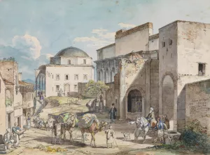Gadeparti i Athen. Med Hadji Hazekis'palads og Tzistarakis Moskeen by Carl Wilhelm Heideck Oil Painting