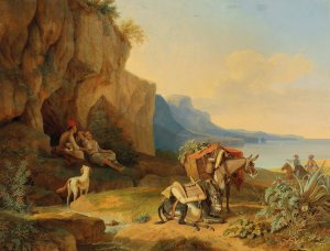 Greece, resting on the way to the market by Carl Wilhelm Von Heideck Oil Painting