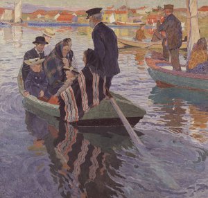 Church-Goers in a Boat by Carl Wilhelmson Oil Painting