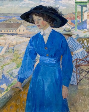 Girl in Blue by Carl Wilhelmson Oil Painting