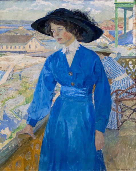 Main Product Photo of Girl in Blue  Painting by Carl Wilhelmson