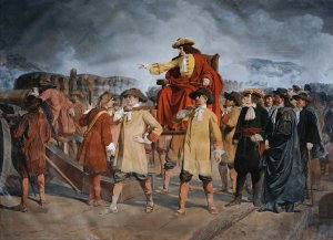 Ernst Rudiger Graf Starhemberg besichtigt die Verteidigungsarbeiten auf der LOwelbastei by Carl Wurzinger Oil Painting