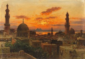 Kairo im Abendlicht by Carl Wuttke Oil Painting