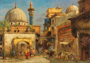 Marktstrase in Damaskus by Carl Wuttke Oil Painting