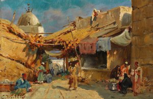Orientalischer Basar by Carl Wuttke Oil Painting