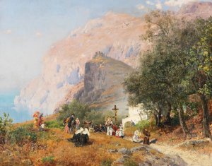 Prozession auf Capri by Carl Wuttke Oil Painting