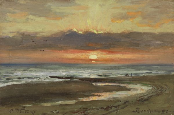 Main Product Photo of Sonnenuntergang auf Borkum  Painting by Carl Wuttke