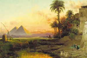 The Pyramids at Dusk Oil painting by Carl Wuttke