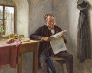 Der Zeitungsleser by Carl Zewy Oil Painting