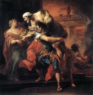 Aeneas Carrying Anchises Oil painting by Carle Van Loo