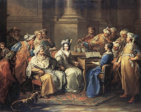 The Grand Turk Giving a Concert to His Mistress by Carle Van Loo - Hand-Painted Oil Painting Reproduction