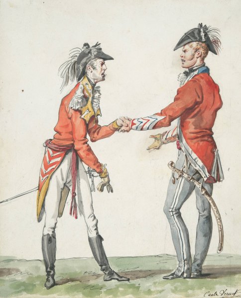 Main Product Photo of Meeting of English Officers  Painting by Carle Vernet