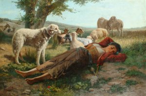 The Goatherder's Siesta by Carlo Ademollo Oil Painting