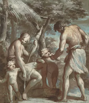 Adam and Eve with Cain and Abel Oil painting by Carlo Alberto Baratta