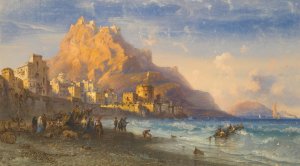 Coastal Landscape, Southern Italy by Carlo Bossoli Oil Painting