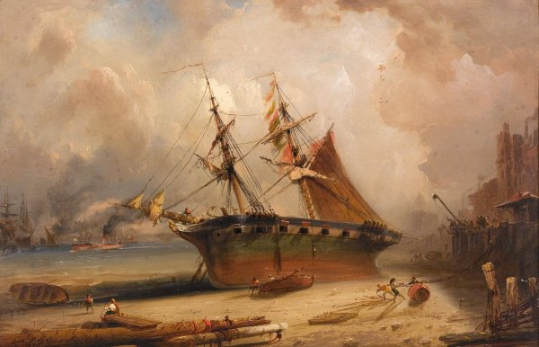 Main Product Photo of Die Themse  Painting by Carlo Bossoli