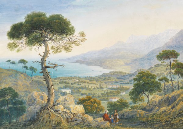 Main Product Photo of Krimlandschaft mit Meeresbucht  Painting by Carlo Bossoli