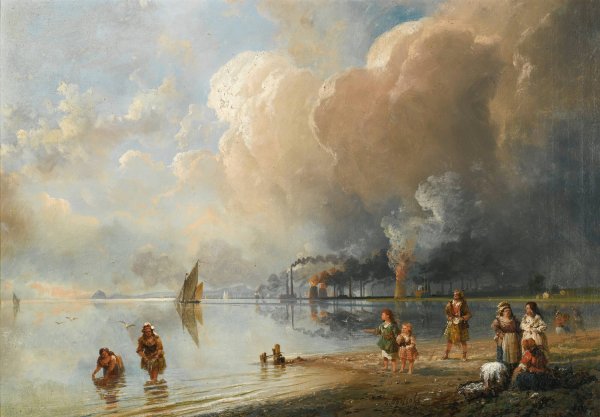 Main Product Photo of On the banks of the forth, Edinburgh Painting by Carlo Bossoli