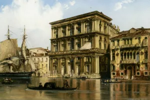 On the Grand Canal Venice by Carlo Bossoli - Oil Painting Reproduction