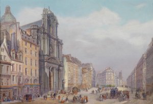 Paris Rue Saint Antoine by Carlo Bossoli Oil Painting