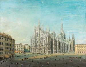 Piazza del Duomo, Milan by Carlo Bossoli Oil Painting