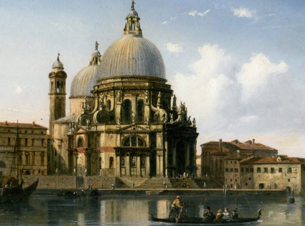 Santa Maria della Salute Venice by Carlo Bossoli - Hand-Painted Oil Painting Reproduction