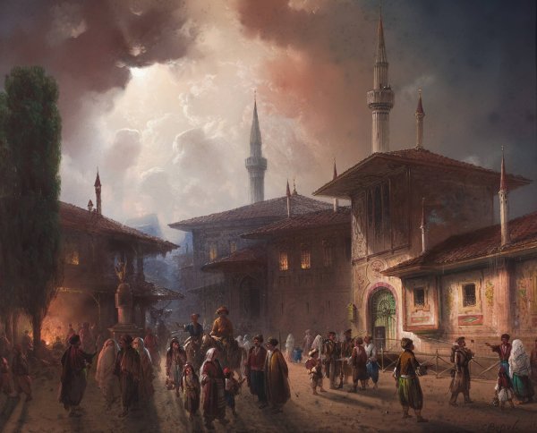 Main Product Photo of The Khan's Palace In bakhchisarai, Crimea  Painting by Carlo Bossoli