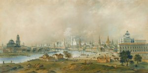 View Of The Moscow Kremlin From Ustinsky Bridge by Carlo Bossoli Oil Painting