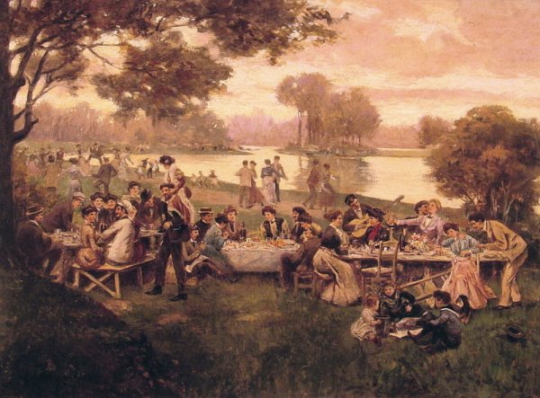 Luncheon on the Grass by Carlo Brancaccio - Hand-Painted Oil Painting Reproduction